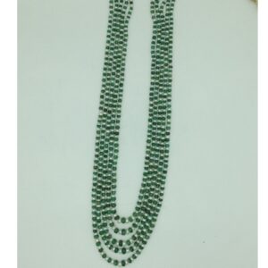 White Flat Pearls with Green Bariels Beeds 5 Layers Mala JPM0500