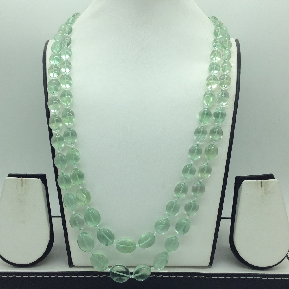 Natural Green Flourite Oval 2 Line Necklace JSS0203