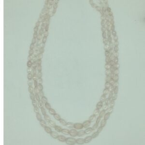 Natural Pink Morganite Oval 3 Line Necklace JSS0202