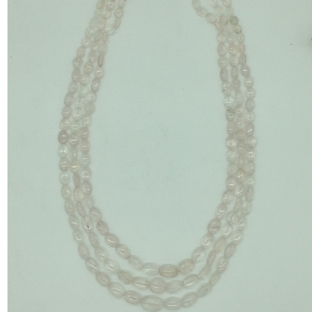 Natural Pink Morganite Oval 3 Line Necklace JSS0202