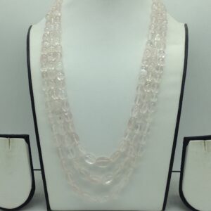 Natural Pink Morganite Oval 3 Line Necklace JSS0202