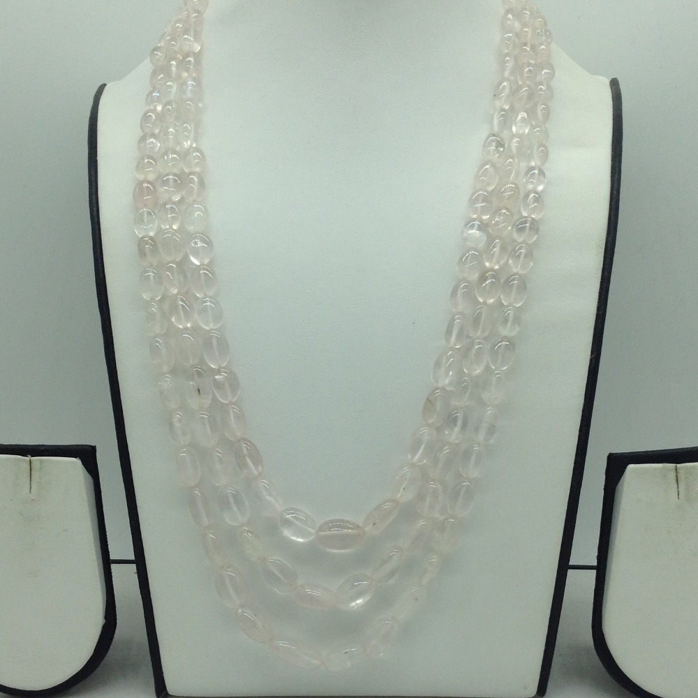 Natural Pink Morganite Oval 3 Line Necklace JSS0202