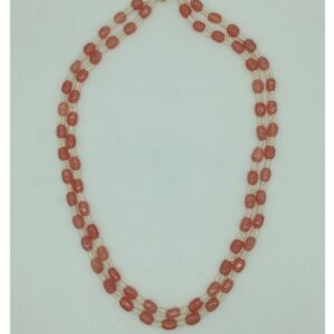 White Seed Pearls with Pink Oval Beeds 2 Layers Mala JPM0497