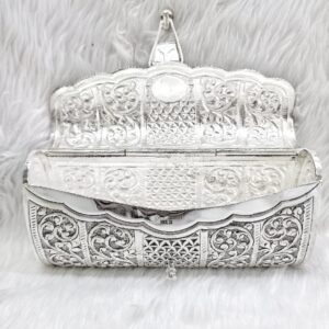 Rectangular Antique Silver Stylish Clutch