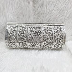 Rectangular Antique Silver Stylish Clutch