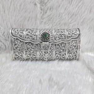 Rectangular Antique Silver Stylish Clutch