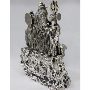Mesmerising shiv family idol in pure silver in detailed finishing