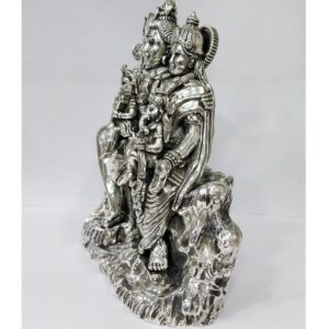 Mesmerising shiv family idol in pure silver in detailed finishing