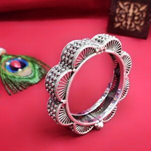 92.5% Pure Silver Kada In Antique Work