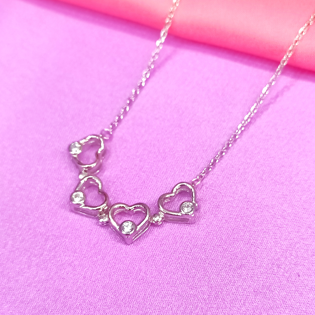 Heart Four Leaf Magnetic Chain Pendant In 92.5% Pure Silver