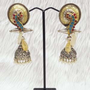 Latest Fancy Gemstones Earring In Vintage Silver