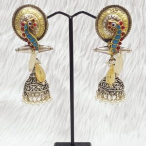Latest Fancy Gemstones Earring In Vintage Silver