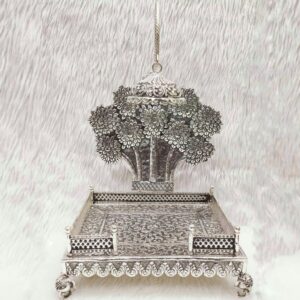 Designer 92.5% Pure Silver Sinhasan In Antique Work