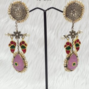Silver Gemstone Earring With Multiple Elements