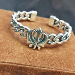 Designer pure silver gents khanda kada