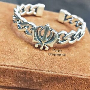 Designer pure silver gents khanda kada