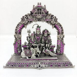 Magnificent pure silver idol of  shiva with ma parvati and their son