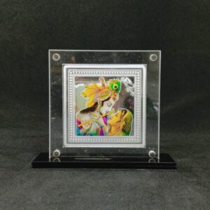Real silver designer coin of radha krishna in color printing by puran