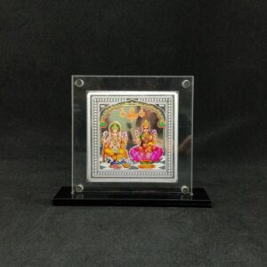 Hallmarked silver designer coin of laxmi ganesh in color printing