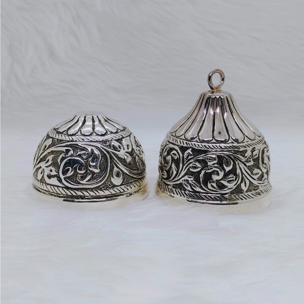 Real silver nariyal in antique carvings for pujan and by puran
