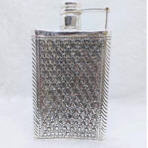 Hallmarked silver wine bottle in fine antique grass motifs carving
