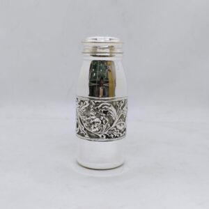 Real silver bottle in fine antique centre floral design carvings