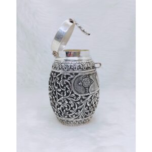 Hallmarked silver piggy bank for kids in antique fine work