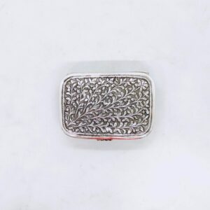 Pure silver box for gifting in antique leafs motifs carving by puran