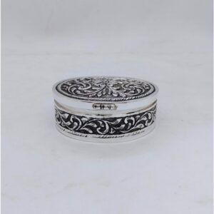 Real silver box for gifting in antique oval shape by puran