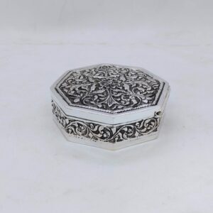Real silver box for gifting in antique octagon shape by puran