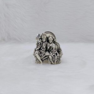 Real silver idol of shiv pariwar studded with antique high finish