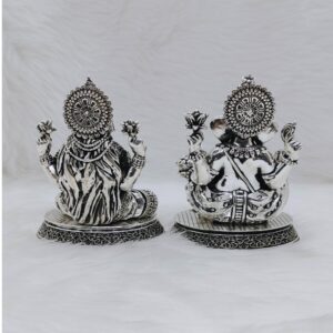 Real silver laxmi ganesh idol in high antique finishing