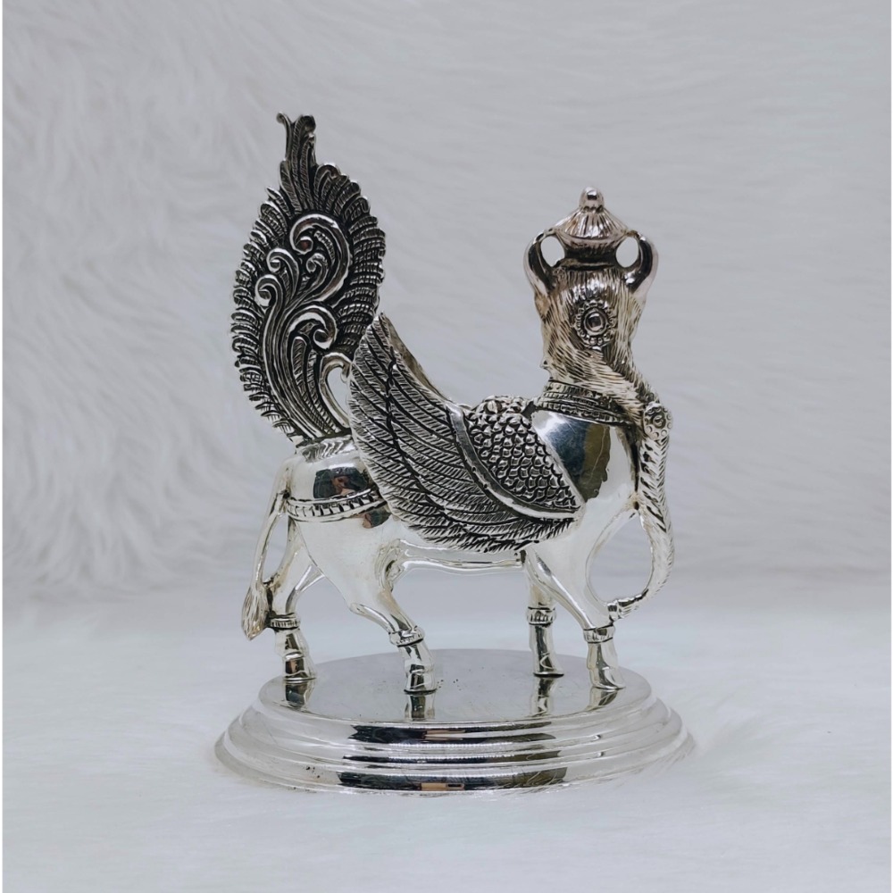 Hallmarked silver kamdhenu cow idol in high finishing