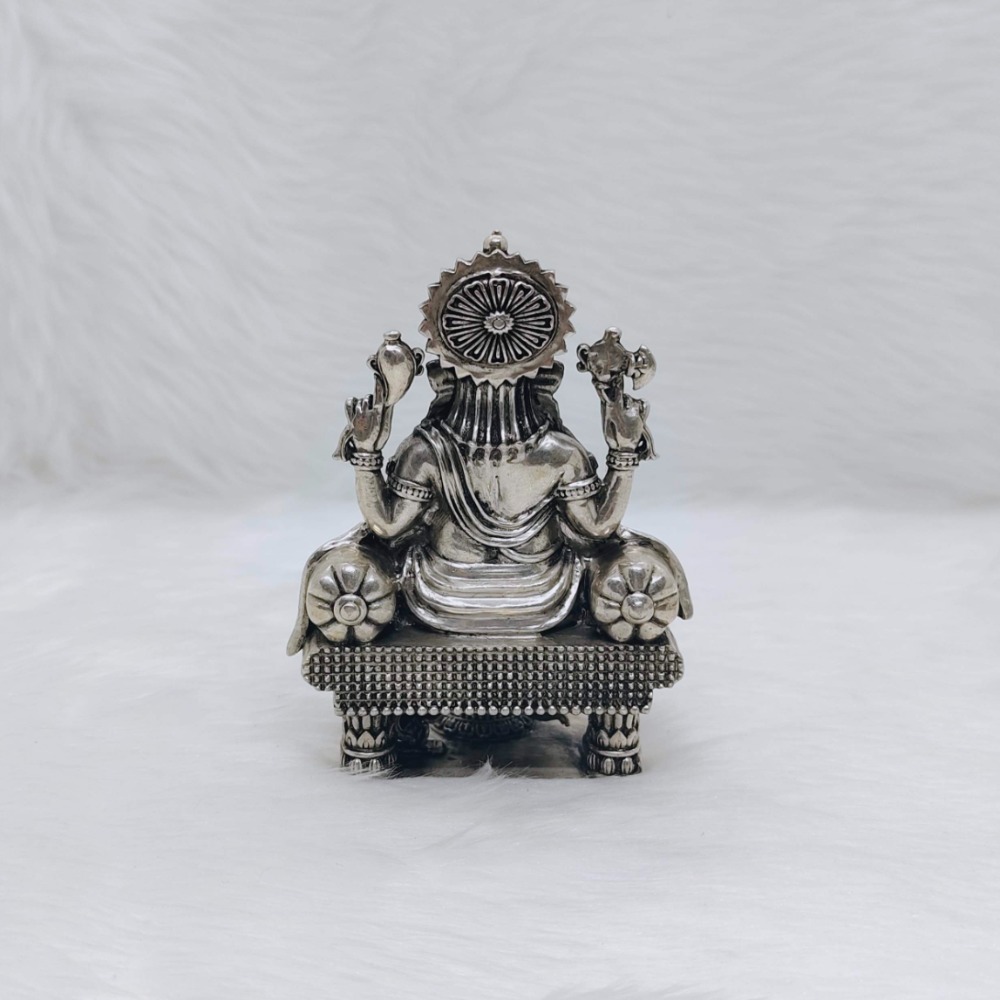 Hallmarked silver ganesh idol in high antique finishing