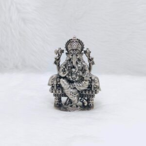 Hallmarked silver ganesh idol in high antique finishing