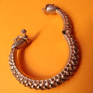 Pure Silver Twin Peacock Rajwada Kada Bangle (adjustable) |puran