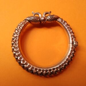 Pure Silver Twin Peacock Rajwada Kada Bangle (adjustable) |puran