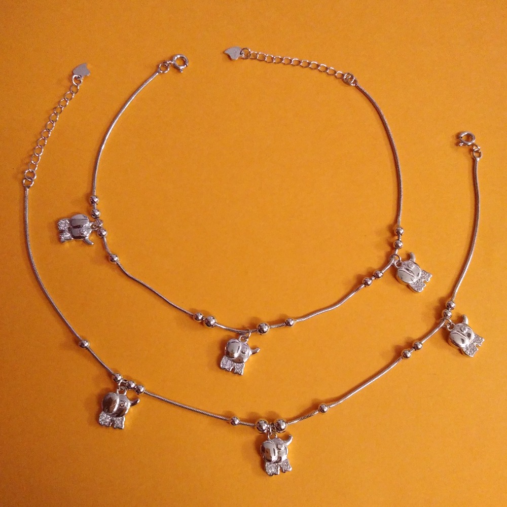 sterling silver Baby Elephant Moving charms anklets |puran