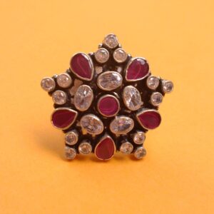 Puran real silver cutstone shining star ring for ladies (adjustable)
