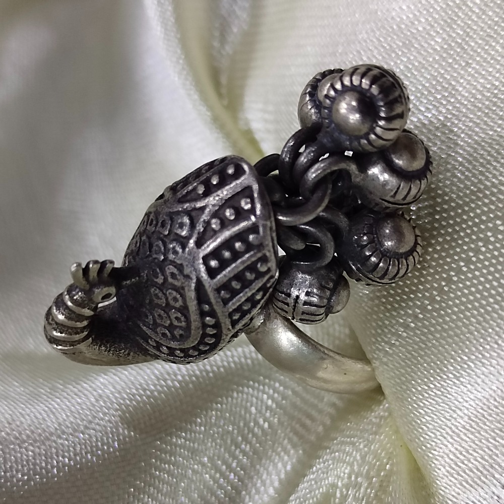 Puran High Rise Mayur Ethnic Ladies Ring In Real Silver (Adjustable) - Image 2