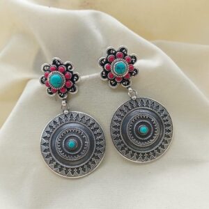 Glorious ethnic pure silver boho hanging danglers earrings by puran