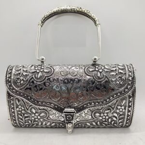 Puran Pure Silver shoulder bag with Stylish Lock in Antique