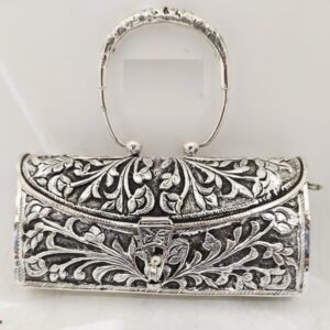 Maanniya pure silver shoulder bag with stylish handle