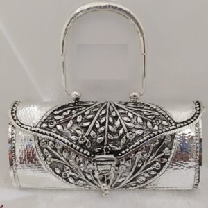 hallmarked silver handbag in snake skin texture.