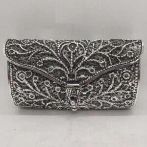 Maanniya hallmarked silver designer clutch in antique