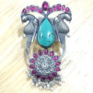 Twinning parrot motif pendant in real silver by puran