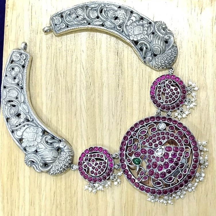 Blissful peacock deep carving neckpiece by puran