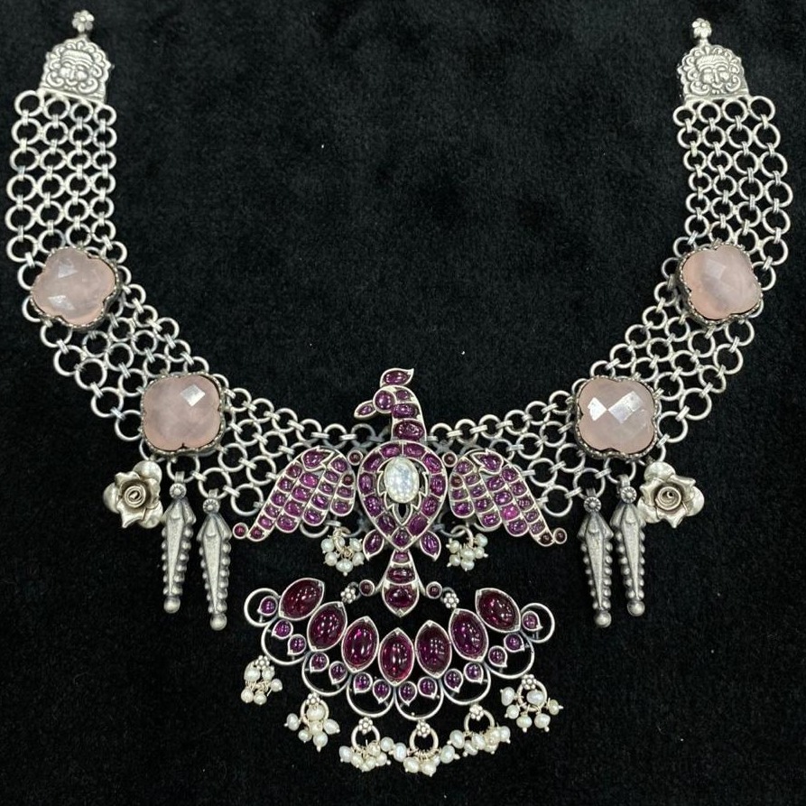 Enchanting Pink Pearly Short Choker Necklace by Puran