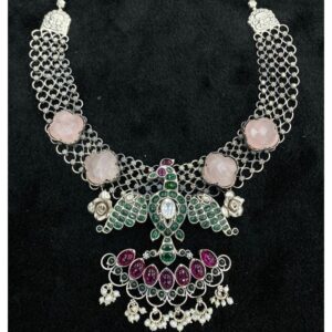 925 pure silver statement temple necklace by puran.