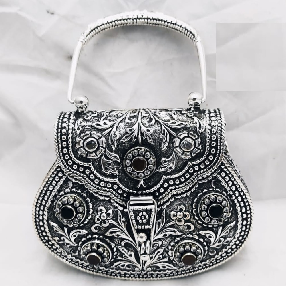 925 pure silver ladies purse with handle in fine nakashii pO-164-01
